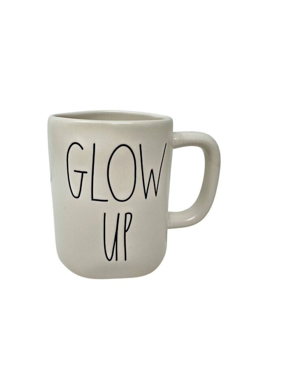 Rae Dunn Glow Up Mug Large Ceramic Coffee Tea Cup 16 oz White Gift Kitchen